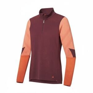 Smartwool Intraknit 200 Base Layer Quarter Zip Womens Small Red Colorblock